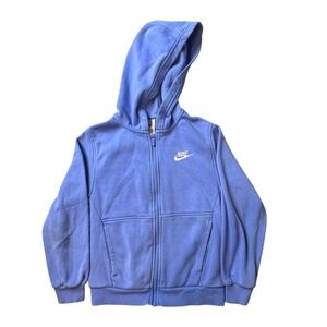 Nike Hoodie Kids S Blue FD3004-450 Sportswear Full Zip Fleece Embroidered Logo